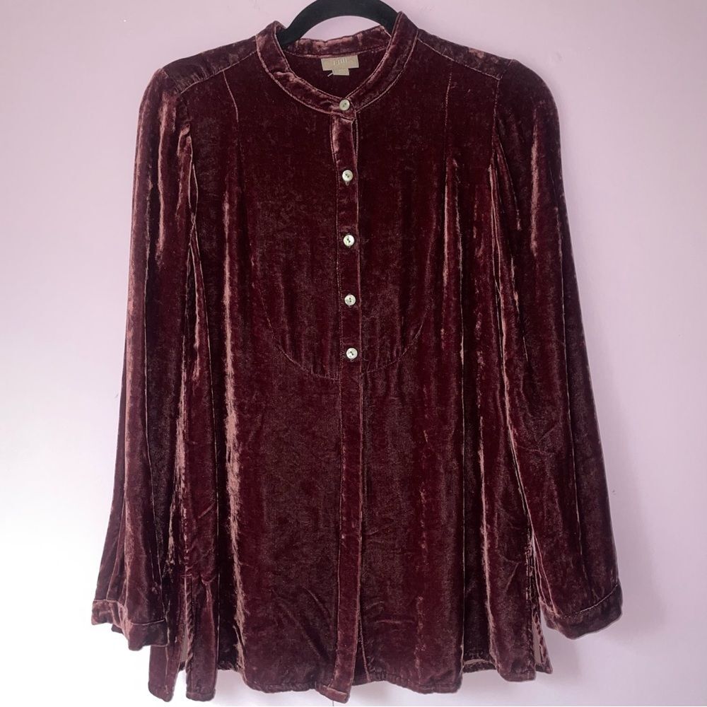J Jill Size XSP Silk Velvet Tunic Top Long Sleeve Whimsical